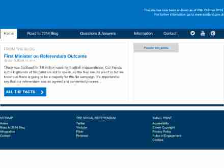Screenshot of Scotland's Referendum 2014 website