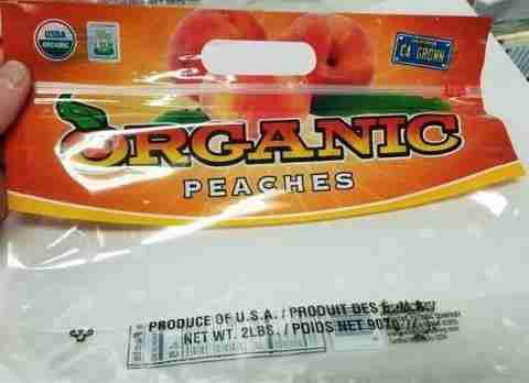 Package of Wawona Organic Peaches