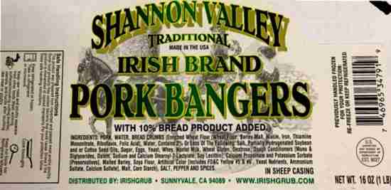 recalled Shannon sausages