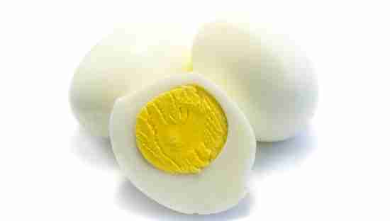 hard boiled eggs on white