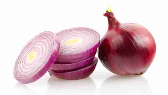 Red Onion and Slices Isolated on White Background