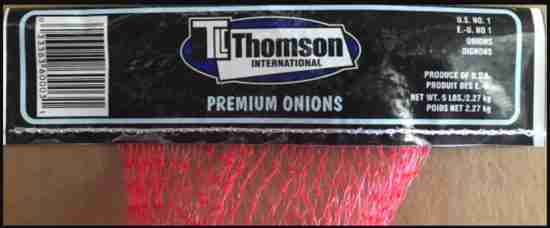 recalled Thomsom onion label